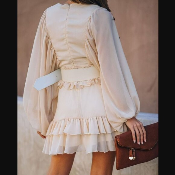 Vici Almost Lover Button Down Ruffle Dress Pink S - Picture 2 of 5